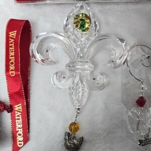 Waterford Crystal Fleur-de-Lis with Gold and Green Accents